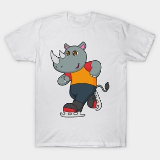 Rhino at Ice skating with Ice skates T-Shirt